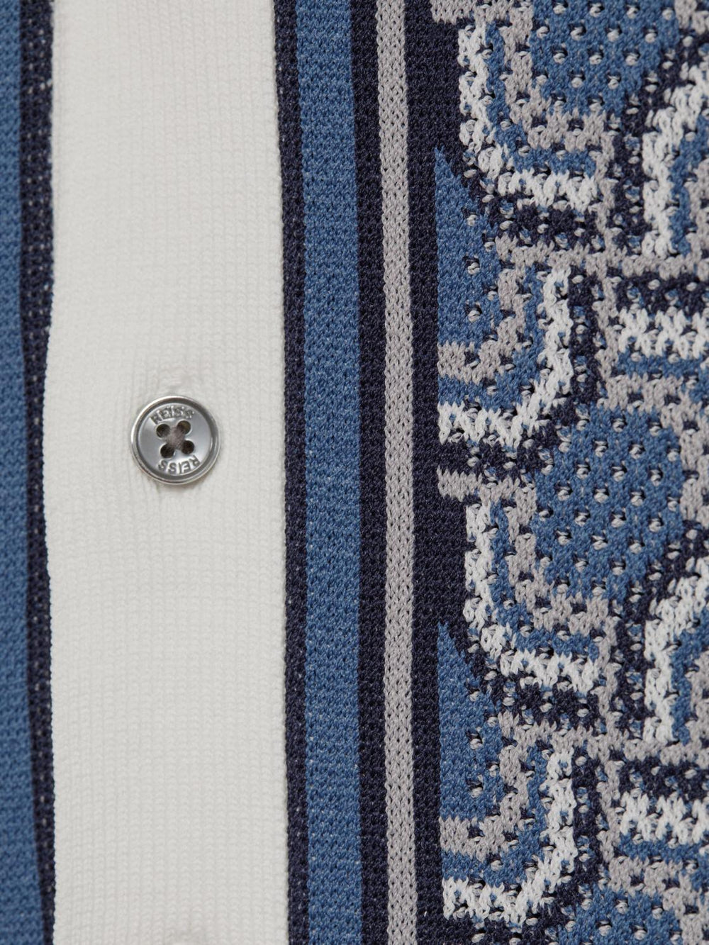 Reiss Shirts | Lotus Knitted Cuban Collar Shirt Blue Print - Children