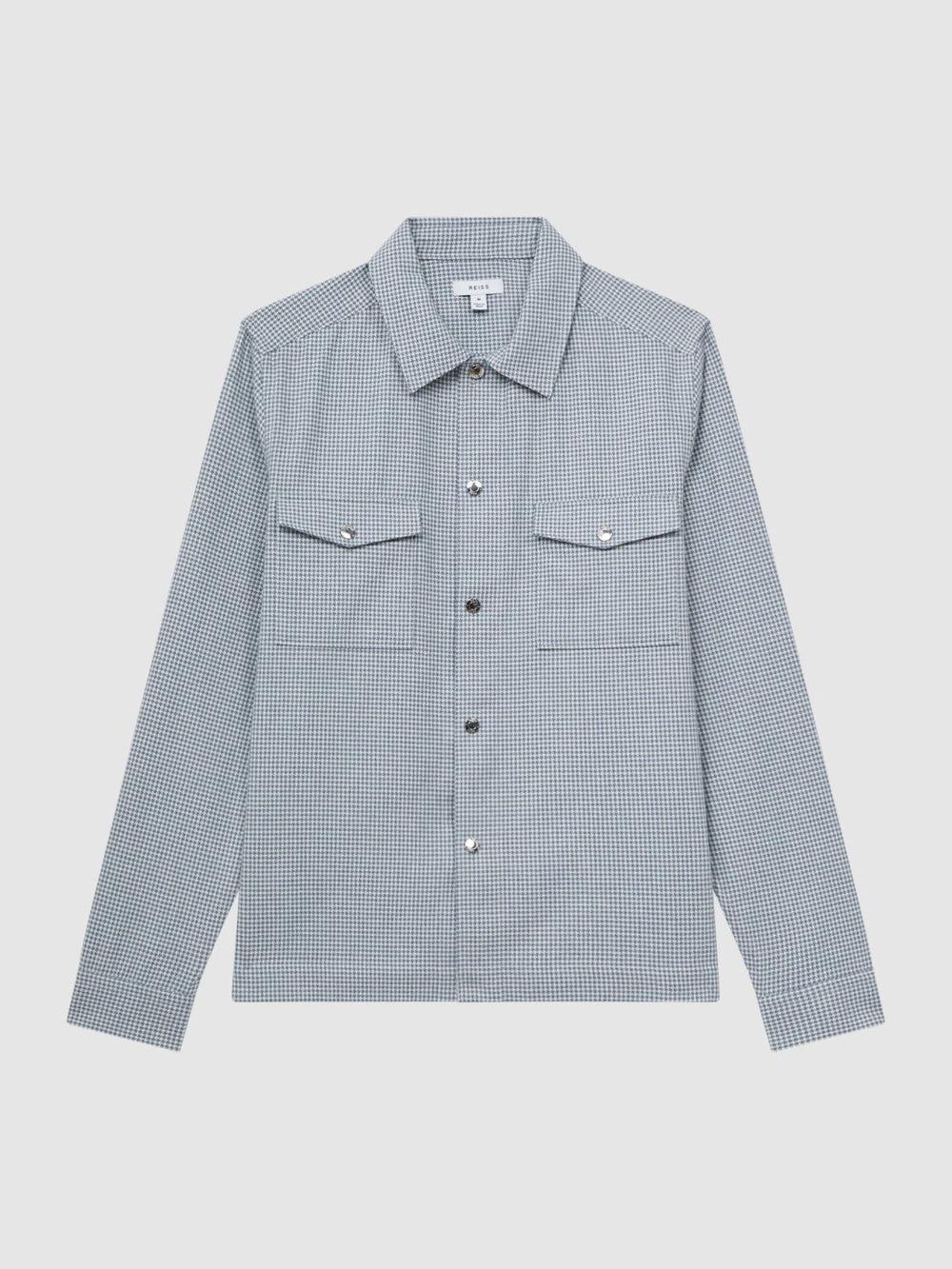 Reiss Shirts | Mixon Long Sleeve Puppytooth Overshirt Blue/white - Men