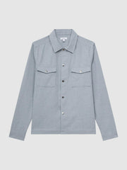 Reiss Shirts | Mixon Long Sleeve Puppytooth Overshirt Blue/white - Men