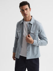 Reiss Shirts | Mixon Long Sleeve Puppytooth Overshirt Blue/white - Men