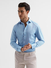 Reiss Shirts | Nate Cutaway Collar Jersey Slim Fit Shirt Navy - Men