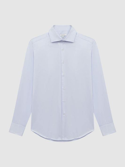 Reiss Shirts | Premote Slim Fit Cotton Cutaway Collar Shirt Soft Blue - Men