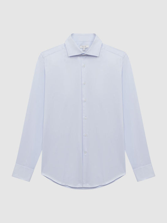 Reiss Shirts | Premote Slim Fit Cotton Cutaway Collar Shirt Soft Blue - Men