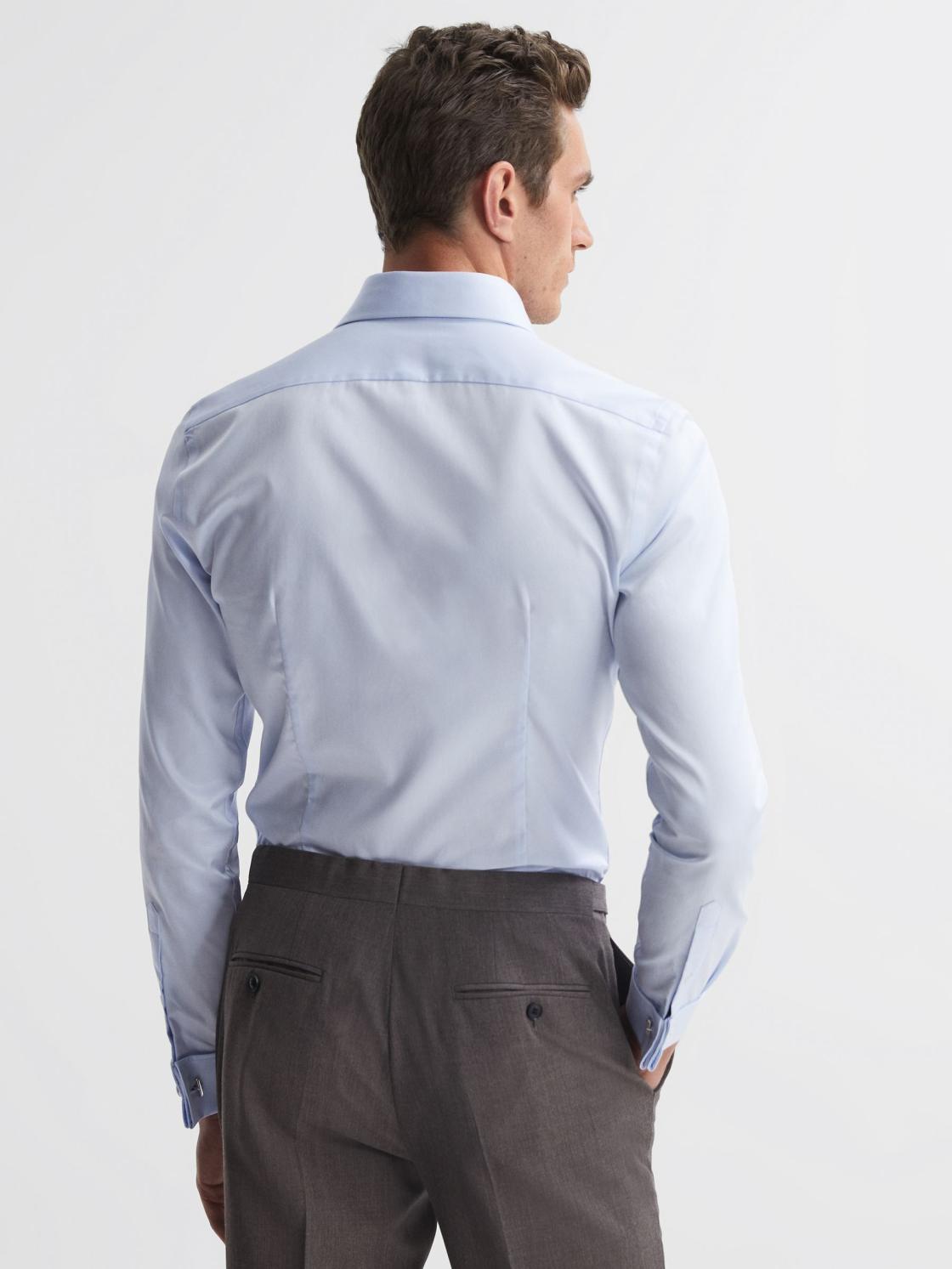 Reiss Shirts | Premote Slim Fit Cotton Cutaway Collar Shirt Soft Blue - Men