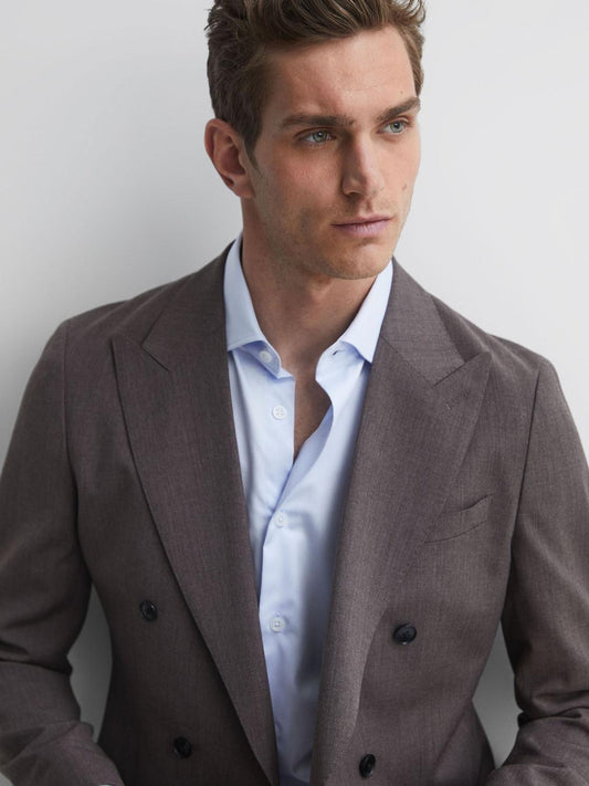 Reiss Shirts | Premote Slim Fit Cotton Cutaway Collar Shirt Soft Blue - Men