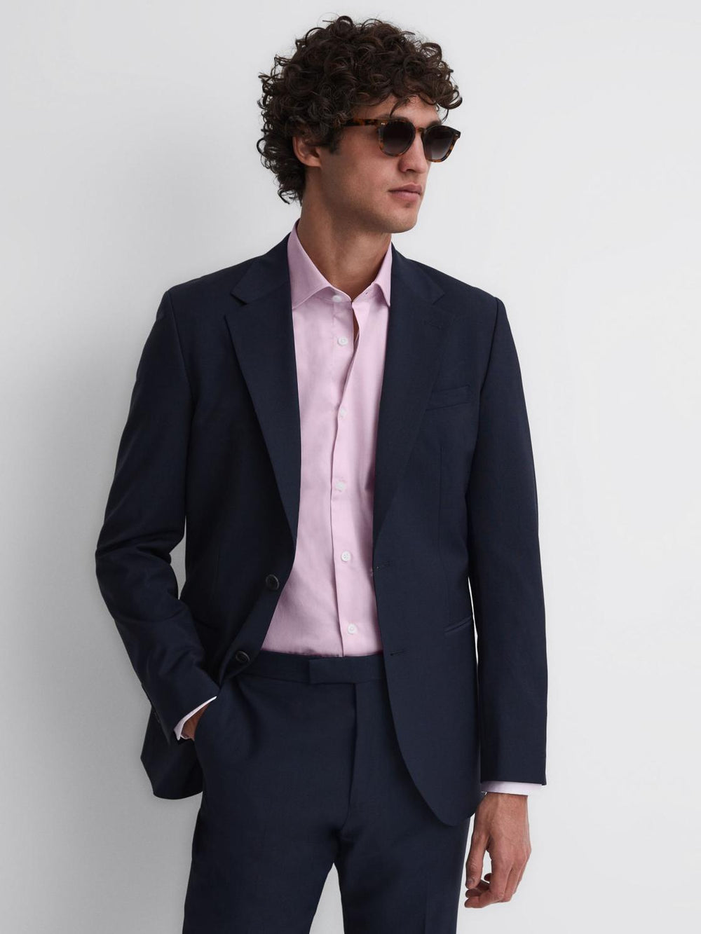 Reiss Shirts | Remote Cotton-Satin Long Sleeve Shirt Mid Blue - Men