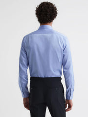 Reiss Shirts | Remote Cotton-Satin Long Sleeve Shirt Mid Blue - Men