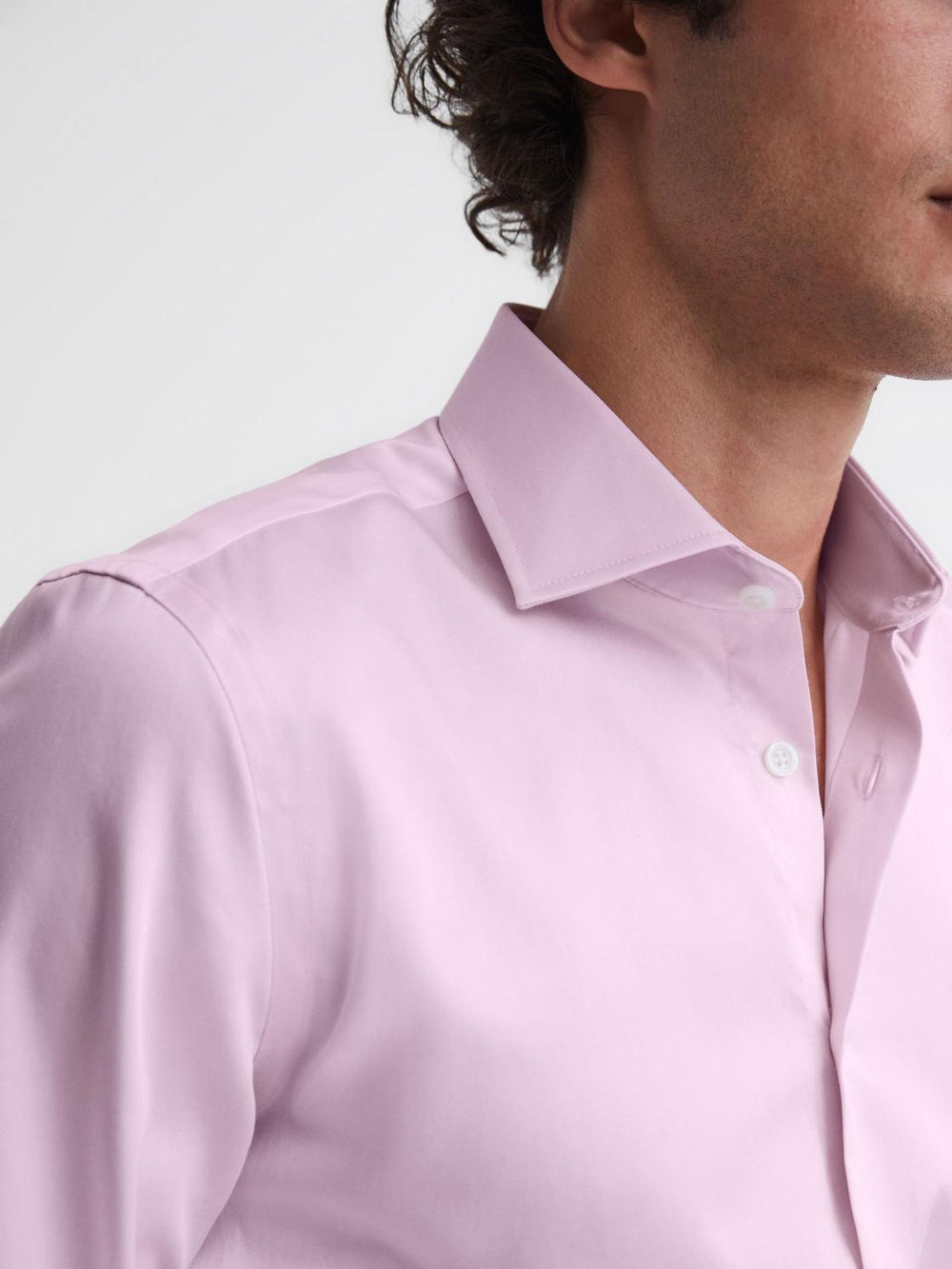 Reiss Shirts | Remote Cotton-Satin Long Sleeve Shirt Mid Blue - Men