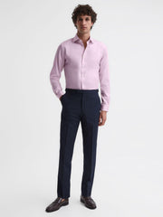 Reiss Shirts | Remote Cotton-Satin Long Sleeve Shirt Mid Blue - Men