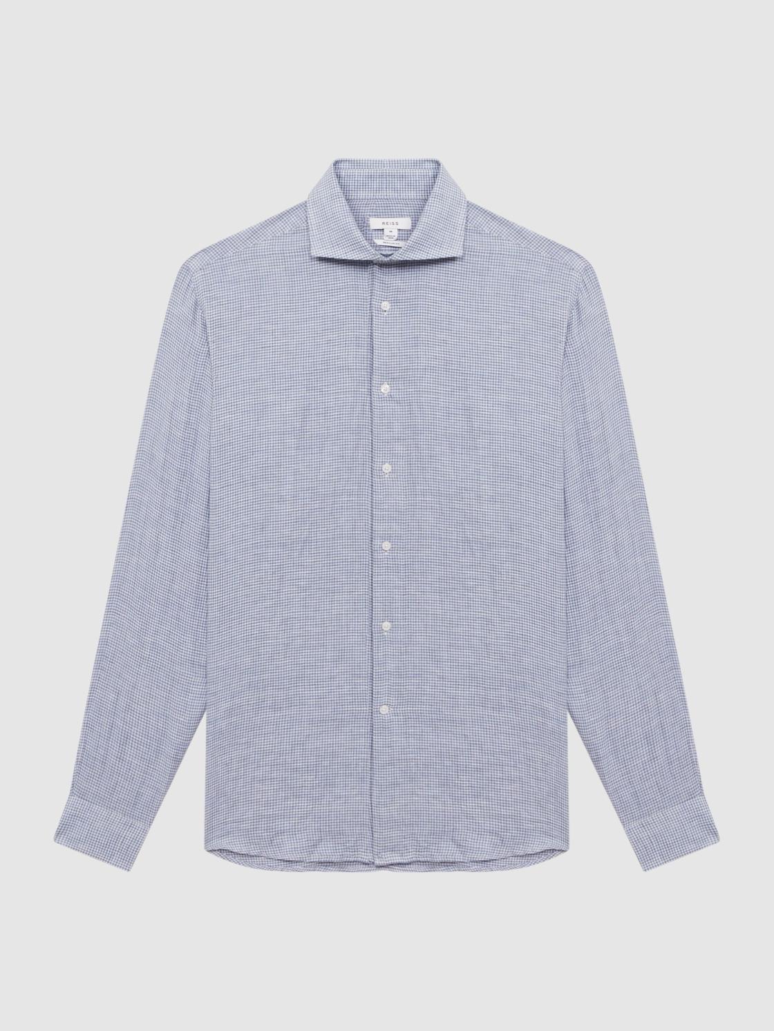 Reiss Shirts | Ruban Linen Puppytooth Shirt Blue/white - Men