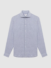 Reiss Shirts | Ruban Linen Puppytooth Shirt Blue/white - Men