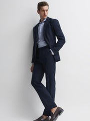 Reiss Shirts | Ruban Linen Puppytooth Shirt Blue/white - Men