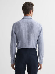 Reiss Shirts | Ruban Linen Puppytooth Shirt Blue/white - Men