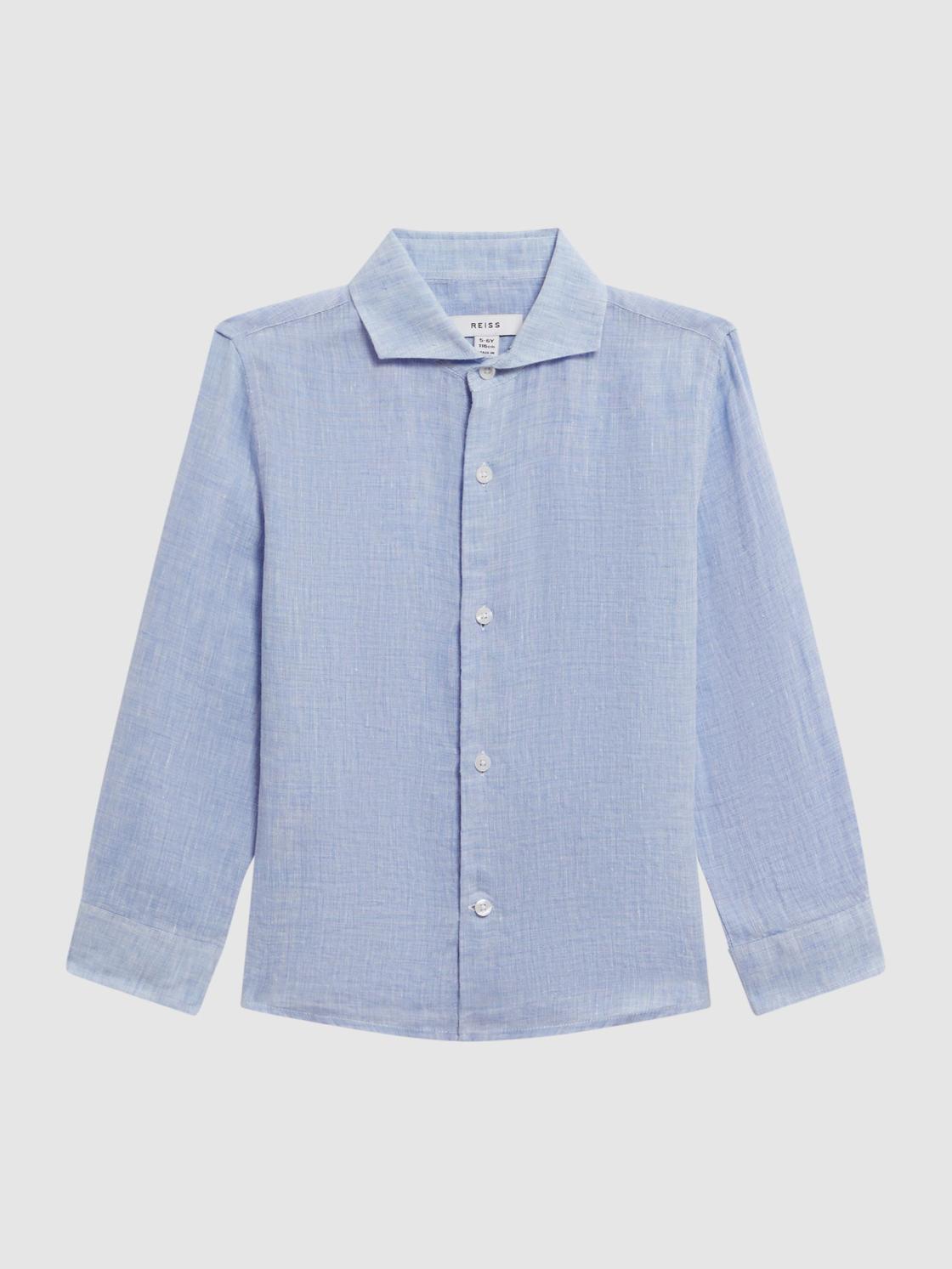Reiss Shirts | Ruban Linen Regular Fit Shirt Soft Blue - Children