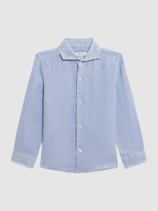 Reiss Shirts | Ruban Linen Regular Fit Shirt Soft Blue - Children