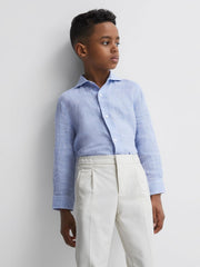 Reiss Shirts | Ruban Linen Regular Fit Shirt Soft Blue - Children