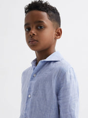 Reiss Shirts | Ruban Linen Regular Fit Shirt Soft Blue - Children
