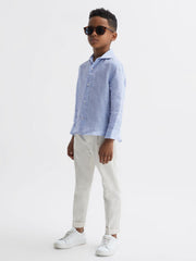 Reiss Shirts | Ruban Linen Regular Fit Shirt Soft Blue - Children