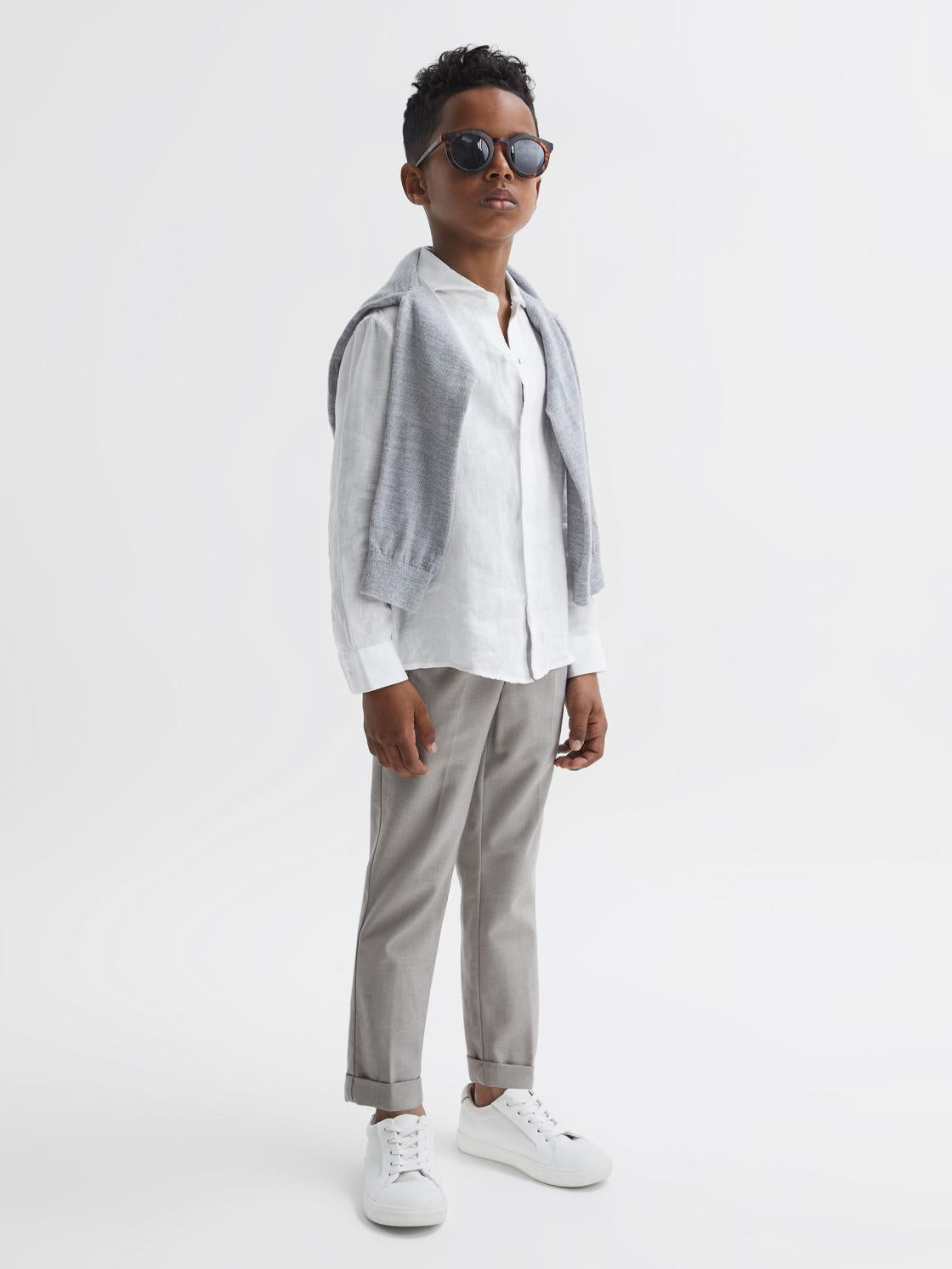 Reiss Shirts | Ruban Linen Regular Fit Shirt White - Children