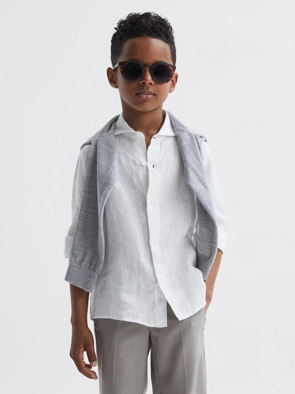 Reiss Shirts | Ruban Linen Regular Fit Shirt White - Children