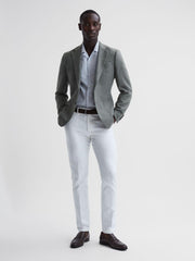 Reiss Shirts | Saka Cuban Collar Striped Short Sleeve Shirt Blue/white - Men