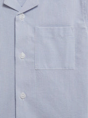 Reiss Shirts | Saka Cuban Collar Striped Short Sleeve Shirt Navy Stripe - Children