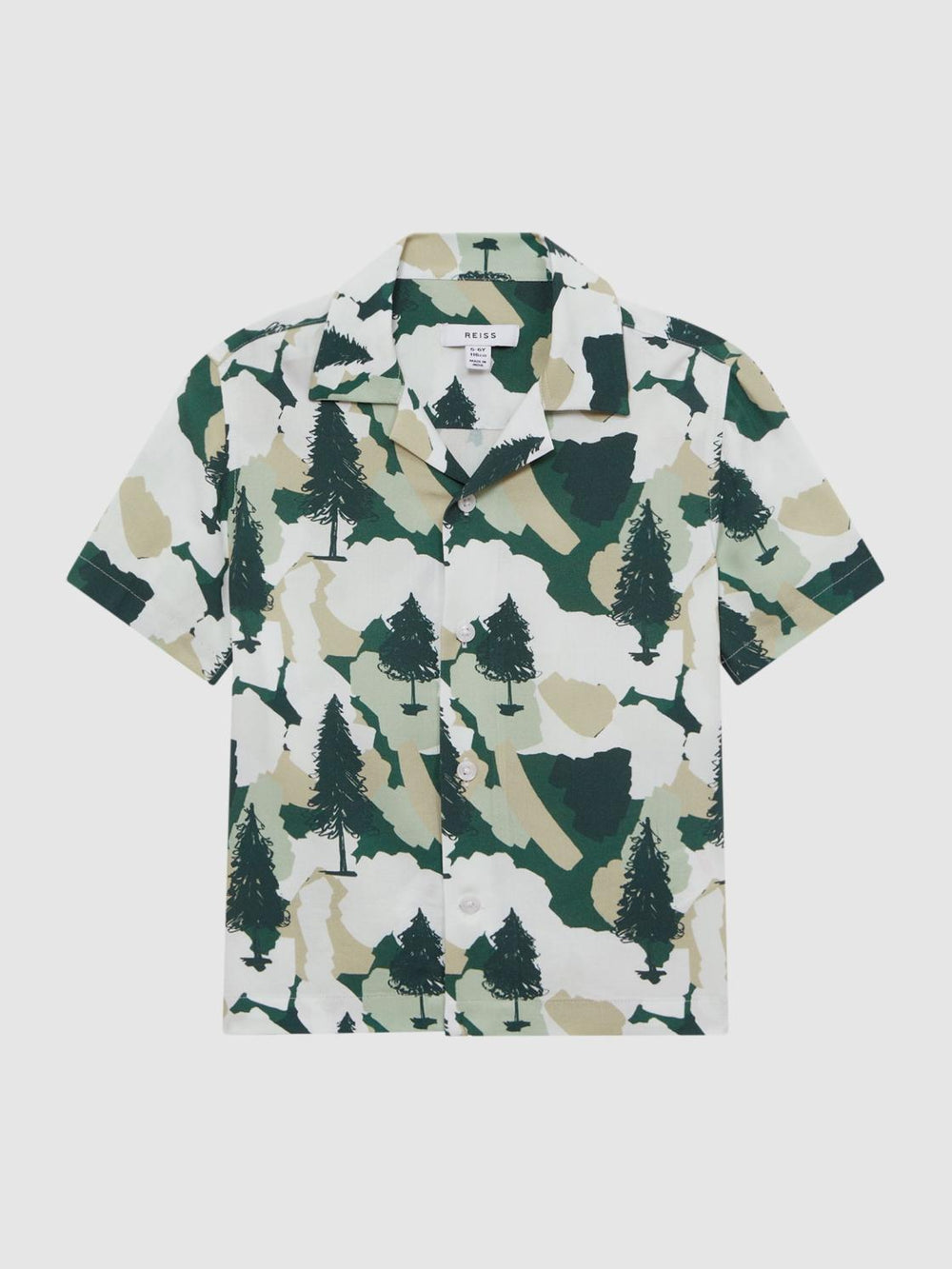 Reiss Shirts | Saxon Cuban Collar Short Sleeve Shirt Green - Children