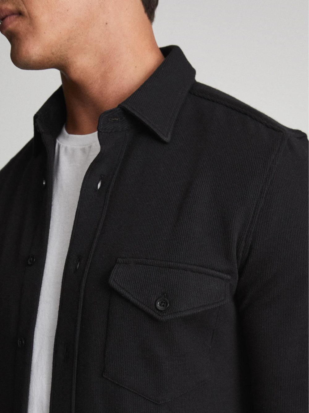 Reiss Shirts | Scott Cotton Wool Blend Overshirt Black - Men