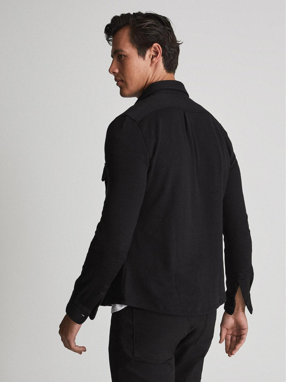 Reiss Shirts | Scott Cotton Wool Blend Overshirt Black - Men