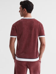 Reiss Shirts | Striker Chenille Press Stud V-Neck Shirt Black - Men