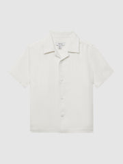 Reiss Shirts | Vitus Cuban Collar Ribbed Polo Ecru - Children