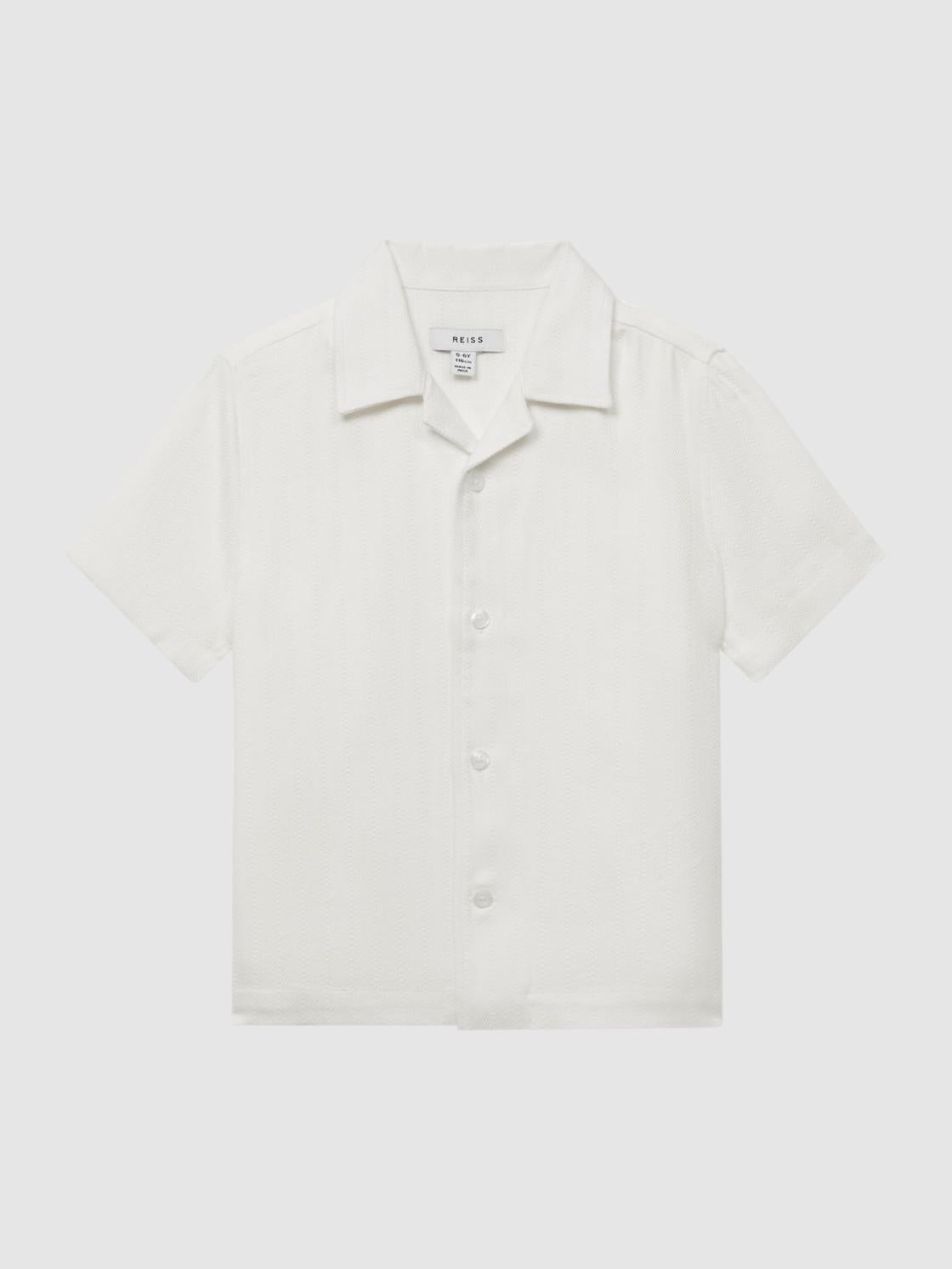 Reiss Shirts | Vitus Cuban Collar Ribbed Polo Ecru - Children
