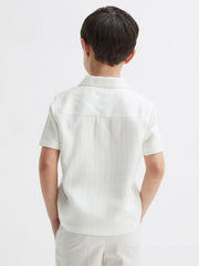 Reiss Shirts | Vitus Cuban Collar Ribbed Polo Ecru - Children