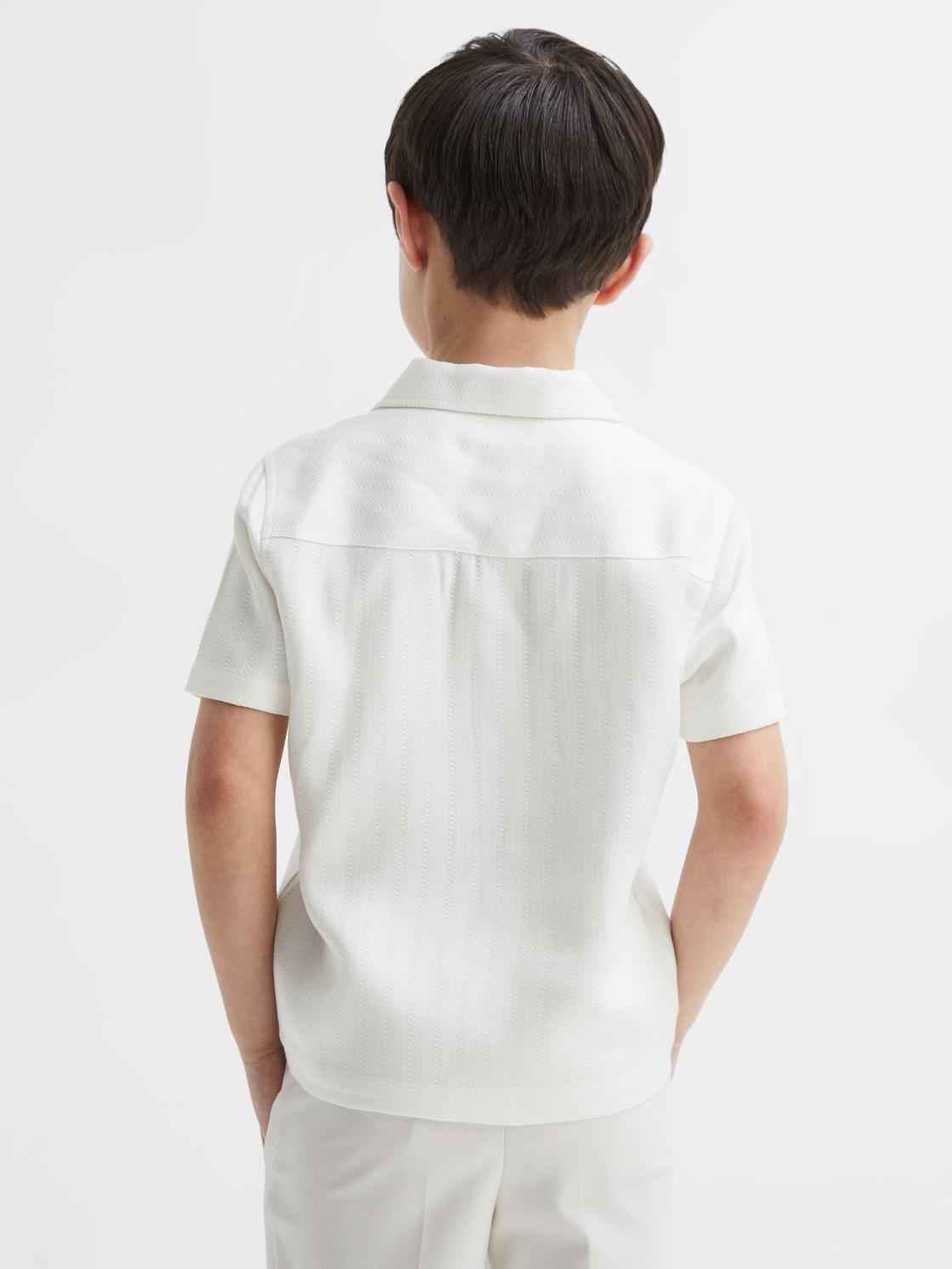 Reiss Shirts | Vitus Cuban Collar Ribbed Polo Ecru - Children