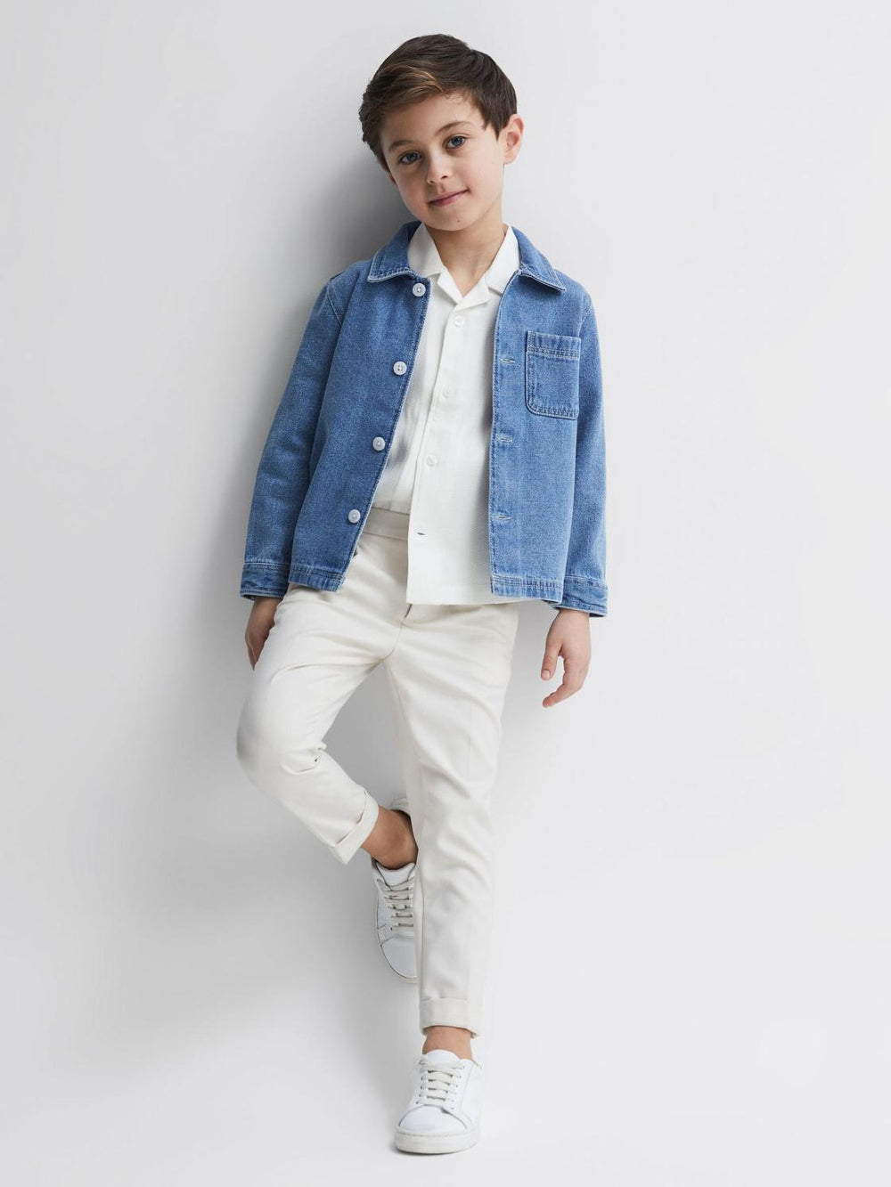 Reiss Shirts | Vitus Cuban Collar Ribbed Polo Ecru - Children