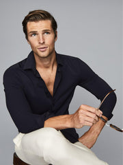 Reiss Shirts | Voyager Regular Fit Travel Shirt Navy - Men