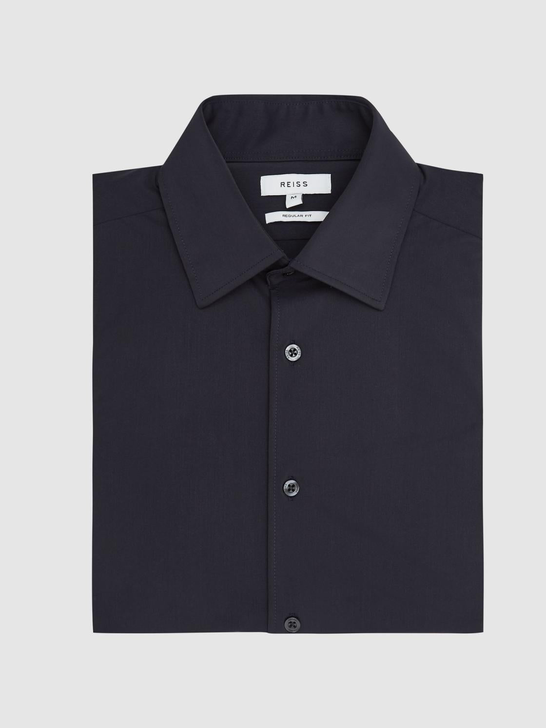 Reiss Shirts | Voyager Regular Fit Travel Shirt Navy - Men