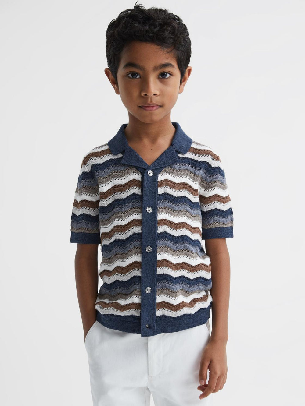 Reiss Shirts | Whiteley Cuban Collar Printed Shirt Multi - Children