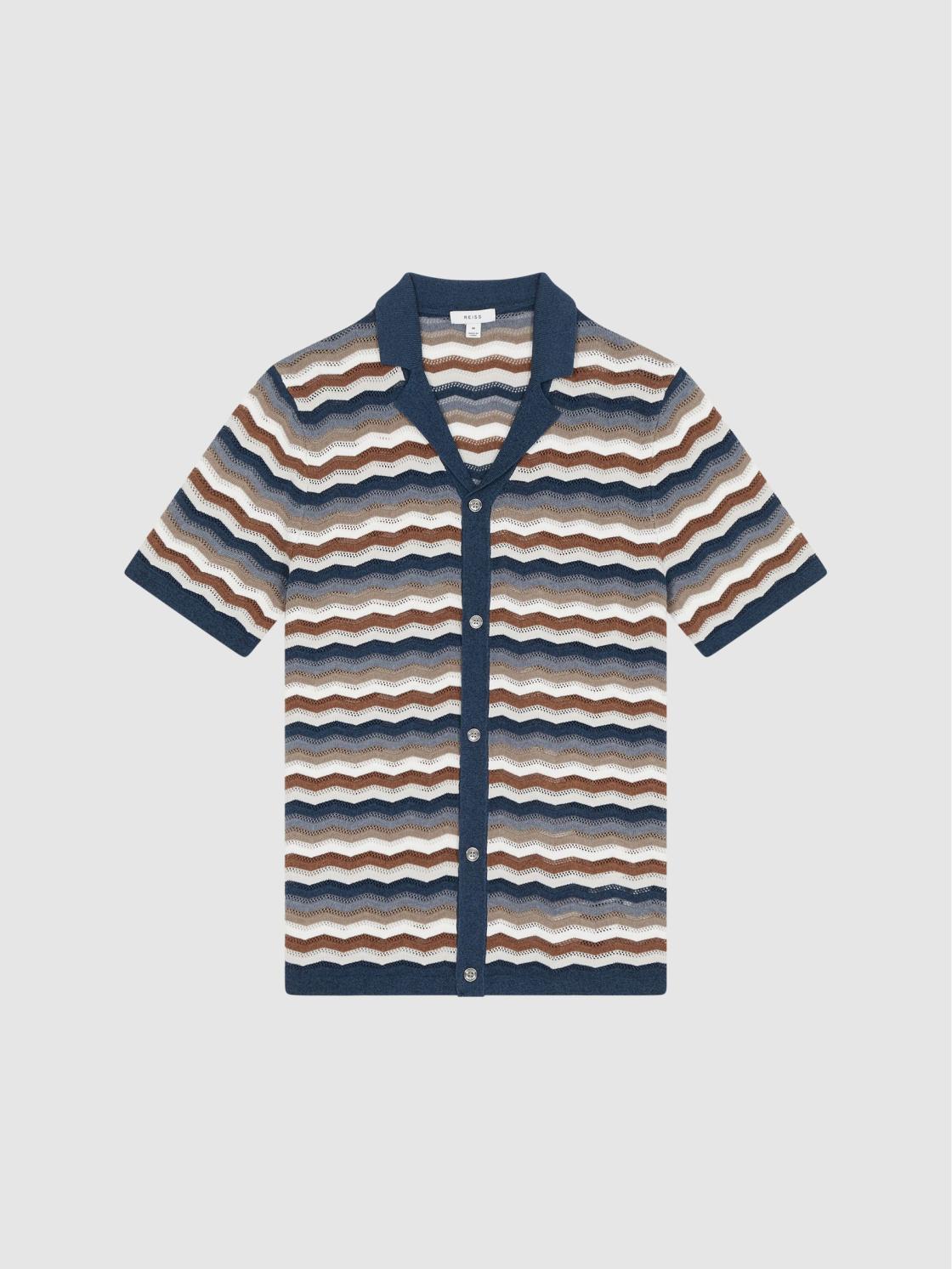 Reiss Shirts | Whiteley Cuban Collar Printed Shirt Multi - Men