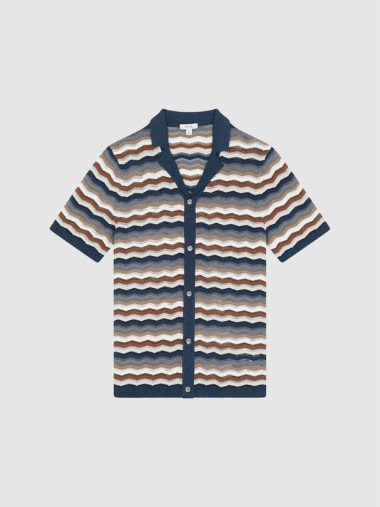 Reiss Shirts | Whiteley Cuban Collar Printed Shirt Multi - Men