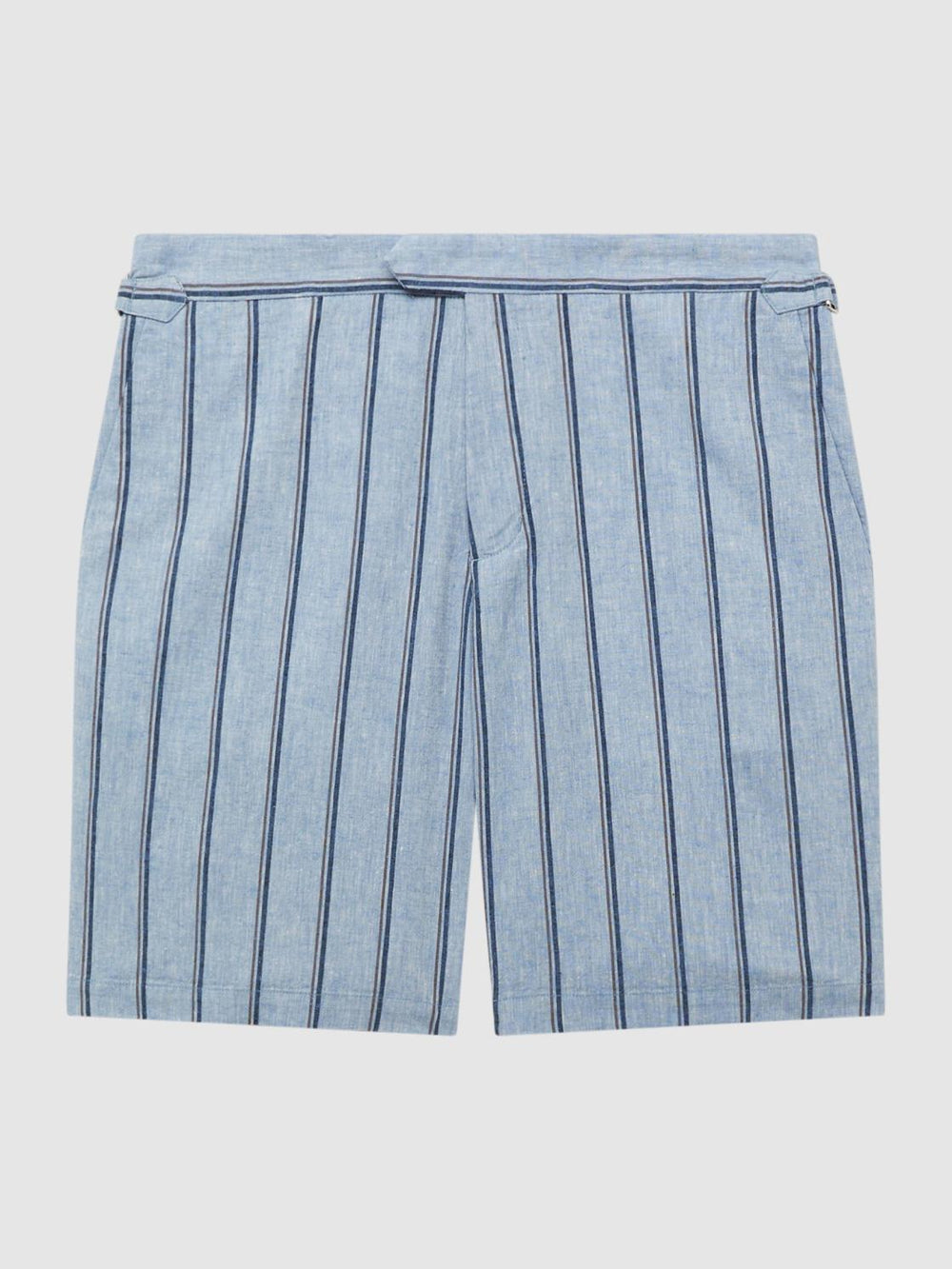 Reiss Shorts | Amalfi Cotton-Linen Striped Shorts Soft Blue - Men