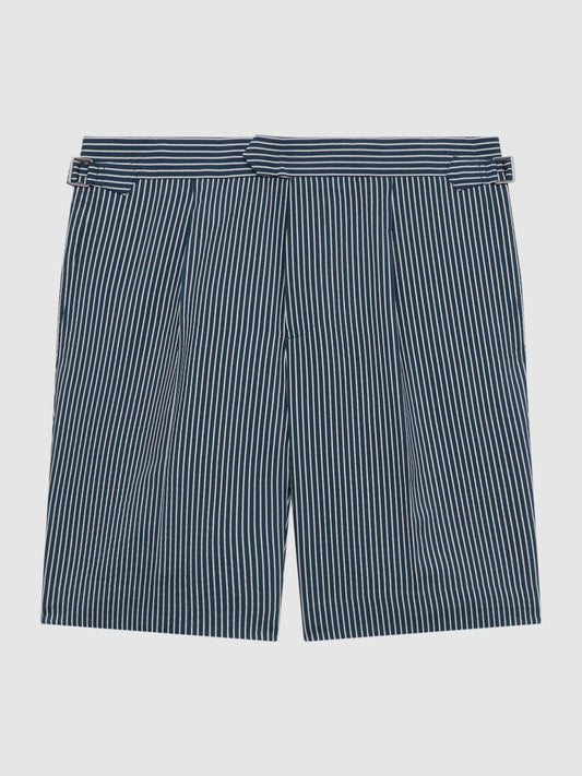 Reiss Shorts | Archie Striped Side Adjuster Shorts Navy/white - Men