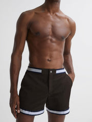 Reiss Shorts | Baller Reiss | Ché Elasticated Waist Contrast Swim Shorts Chocolate/navy - Men