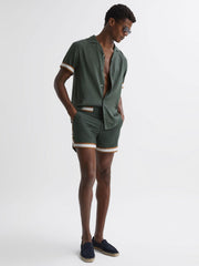Reiss Shorts | Baller Reiss | Ché Elasticated Waist Contrast Swim Shorts Deep Forest/tobacco - Men