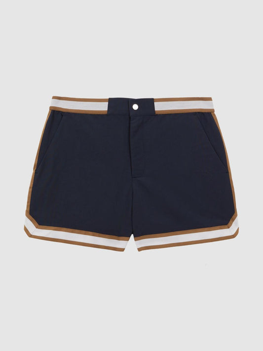 Reiss Shorts | Baller Reiss | Ché Elasticated Waist Contrast Swim Shorts Navy/tobacco - Men
