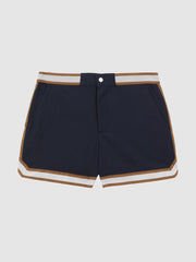 Reiss Shorts | Baller Reiss | Ché Elasticated Waist Contrast Swim Shorts Navy/tobacco - Men