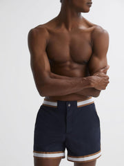Reiss Shorts | Baller Reiss | Ché Elasticated Waist Contrast Swim Shorts Navy/tobacco - Men