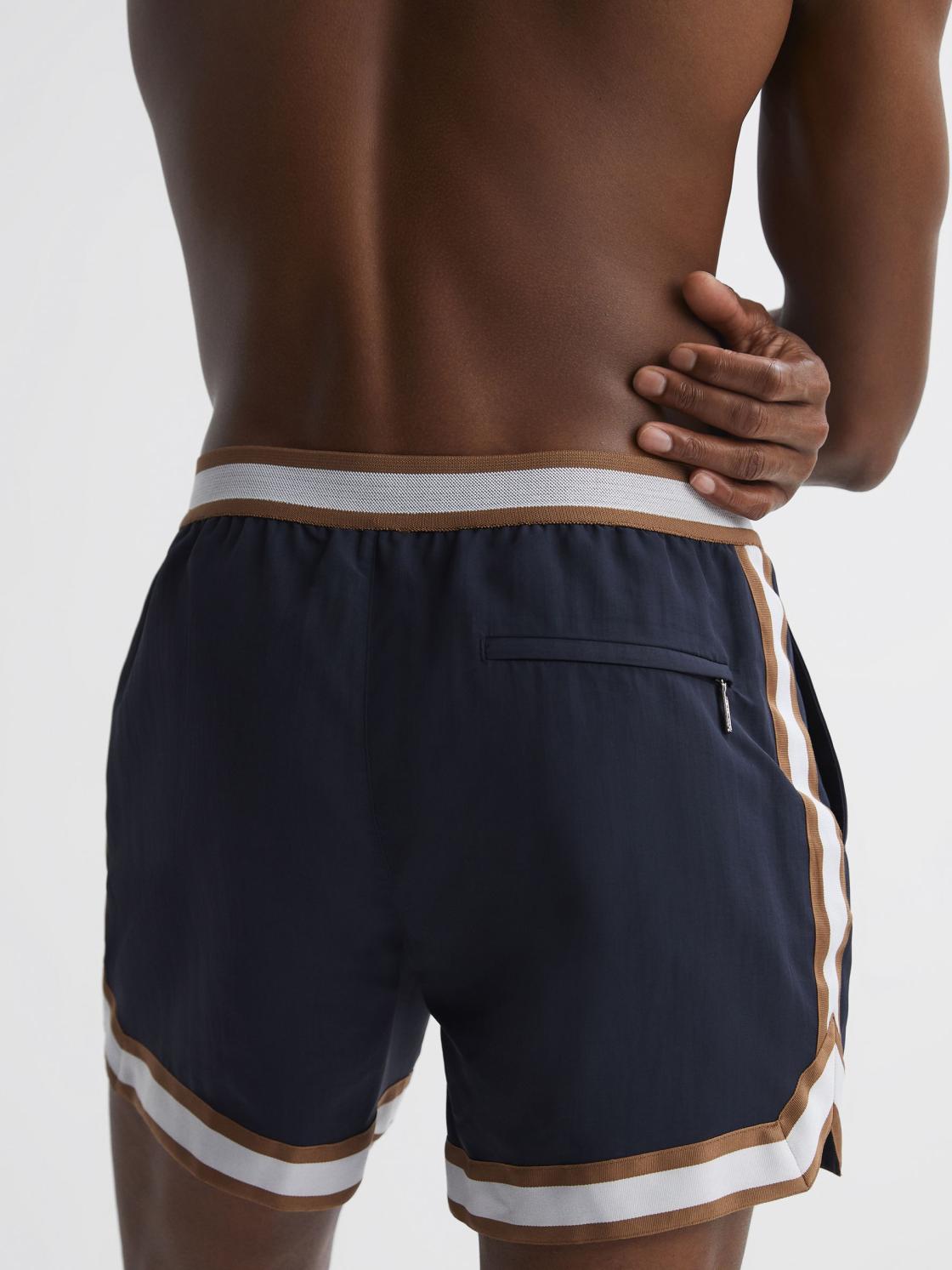 Reiss Shorts | Baller Reiss | Ché Elasticated Waist Contrast Swim Shorts Navy/tobacco - Men