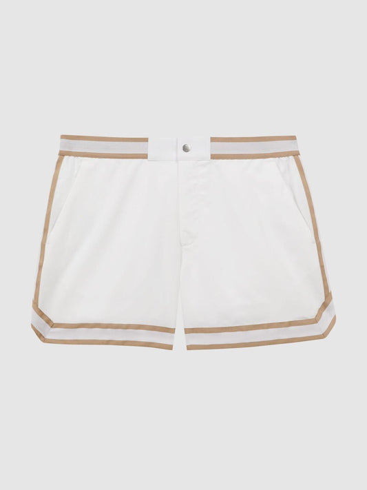 Reiss Shorts | Baller Reiss | Ché Elasticated Waist Contrast Swim Shorts Neutral/white - Men