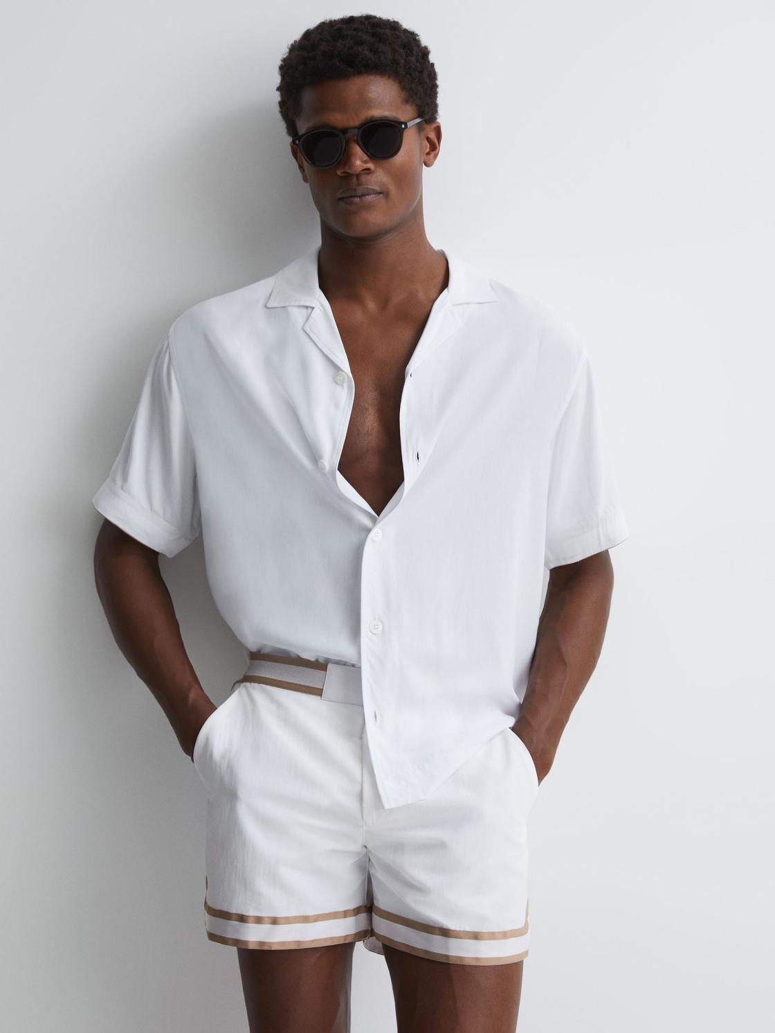 Reiss Shorts | Baller Reiss | Ché Elasticated Waist Contrast Swim Shorts Neutral/white - Men